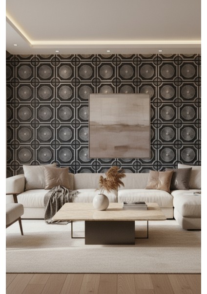 45X45 cm Siyah Gümüş Eskitme Dekoratif Duvar Paneli – 6’lı Set