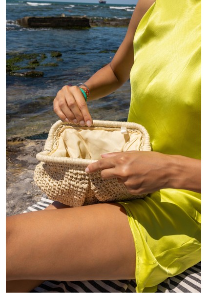 Jude Kadin Lacivert Hasır Zincir Detayli Plaj-Gunluk Çanta indirimleri