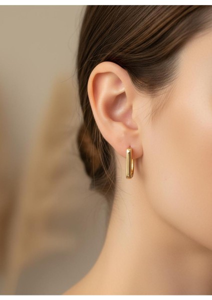 Kare Model Gold Renkli Küpe