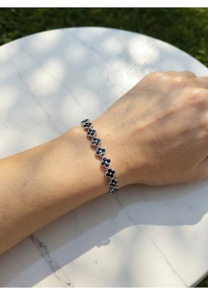 Yonca Model Taşlı Çelik Bileklik Vıp Seri