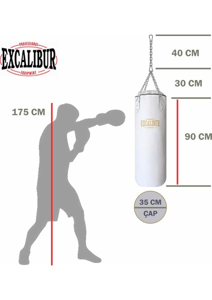 Klasik Boks Kum Torbası 90 x 35 cm Beyaz modelleri