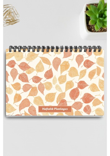 Sonbahar Yaprakları Temalı A5 Tel Spiralli Yapılacaklar Notlar Listesi Haftalık Planlayıcı