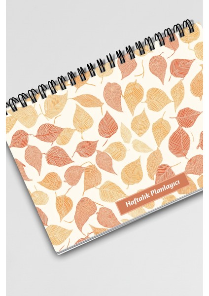 Sonbahar Yaprakları Temalı A5 Tel Spiralli Yapılacaklar Notlar Listesi Haftalık Planlayıcı