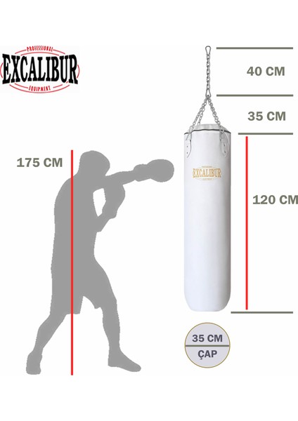Klasik Boks Kum Torbası 120 x 35 cm Beyaz modelleri