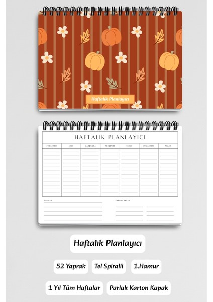 Sonbahar Temalı Cozy Tasarım Temalı A5 Tel Spiralli Yapılacaklar Notlar Listesi Haftalık Planlayıcı modelleri