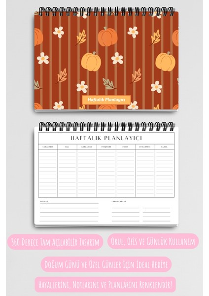 Sonbahar Temalı Cozy Tasarım Temalı A5 Tel Spiralli Yapılacaklar Notlar Listesi Haftalık Planlayıcı indirimleri