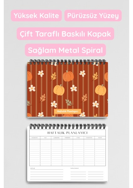 Sonbahar Temalı Cozy Tasarım Temalı A5 Tel Spiralli Yapılacaklar Notlar Listesi Haftalık Planlayıcı