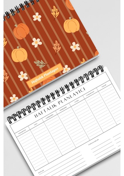 Sonbahar Temalı Cozy Tasarım Temalı A5 Tel Spiralli Yapılacaklar Notlar Listesi Haftalık Planlayıcı