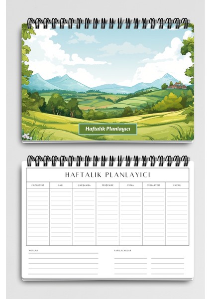 Çiftlik Doğa Temalı A5 Tel Spiralli Yapılacaklar Notlar Listesi Haftalık Planlayıcı fiyatları