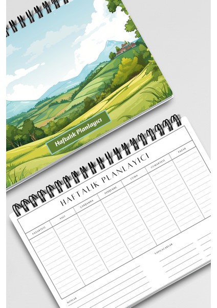 Çiftlik Doğa Temalı A5 Tel Spiralli Yapılacaklar Notlar Listesi Haftalık Planlayıcı