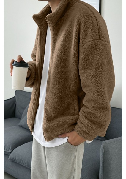 Erkek Isı Termal Iç Dış Sherpa Sonbahar Kış Tam Fermuarlı Peluş Polar Sweatshirt modelleri