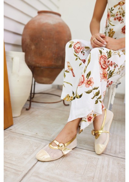 Nika Kadın Siyah File Toka Gold Detay Babet indirimleri