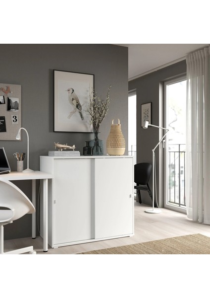 Vıhals Sürgü Kapaklı Dolap Beyaz 95 x 47 x 90 cm indirimleri