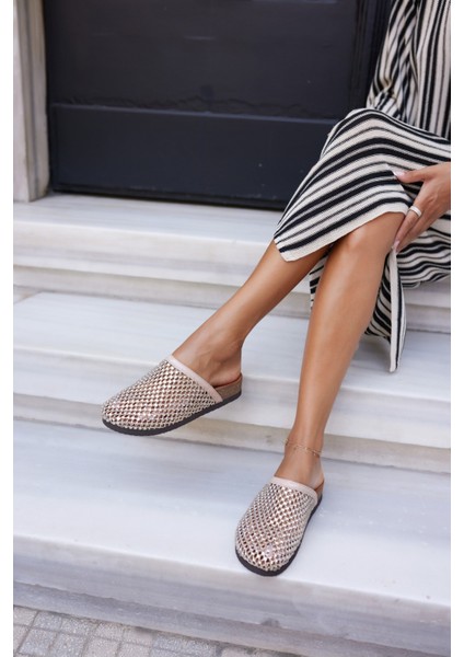 Pott Kadın Bej File Taş Ithal Terlık modelleri