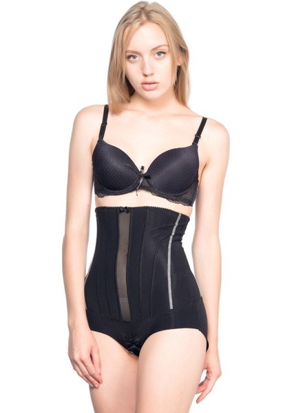 Siyah Mı Emay 2886 Yüksek Bel Tül Slip Lazer Korse