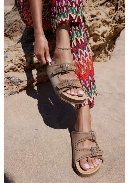 Roys Kadın Siyah Gercek Deri Mantar Ithal Fusped Terlık