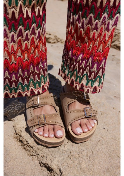 Roys Kadın Siyah Gercek Deri Mantar Ithal Fusped Terlık