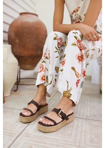 Luzy Kadın Bej Gercek Suet Tokalı Espadril Terlik modelleri