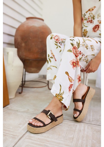 Luzy Kadın Bej Gercek Suet Tokalı Espadril Terlik fırsatları