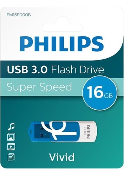Vivid Serisi 16GB USB 3.0 Super Speed Flash Bellek (FM16FD00B/00)