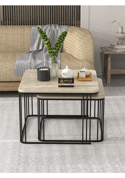 Orta Sehpa Ve Zigon Sehpa Damla Gold Beyaz modelleri