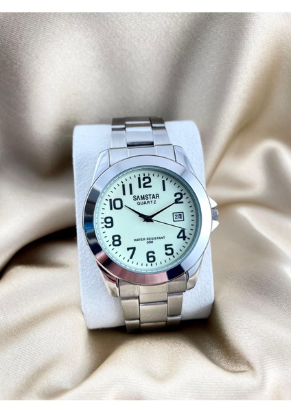 SMSTR19 Rakamlı Takvimli Fosforlu Klasik Uygun Fiyatlı Erkek Kol Saati