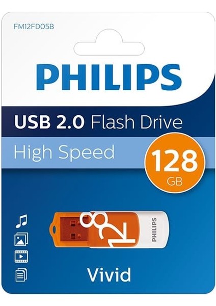 Vivid Serisi 128GB USB 2.0 High Speed Flash Bellek (FM12FD05B/00)