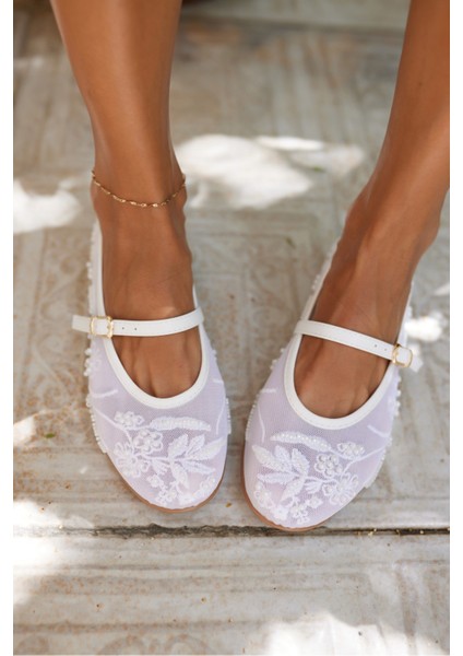 Lotaro Kadin Bej Işleme Detayli Tul Babet indirimleri