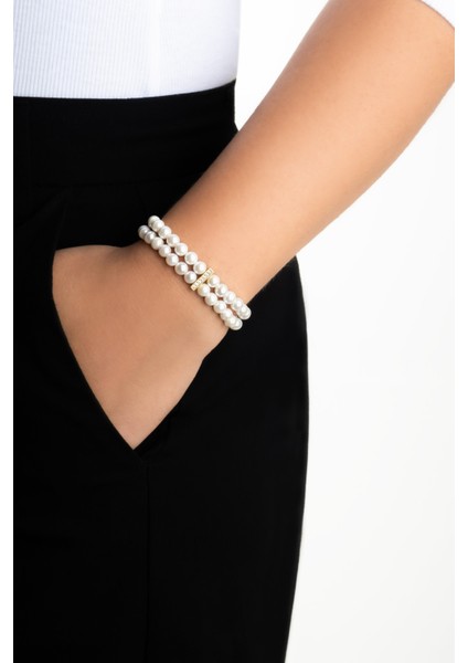 Belinda 18 Ayar Sarı Altın Kaplama 19 cm Gümüş Inci Bileklik fırsatları