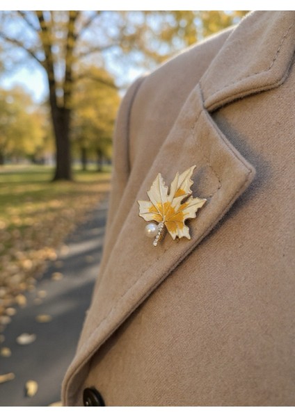 Inci Detaylı Nature Collection Yaprak Model Broş