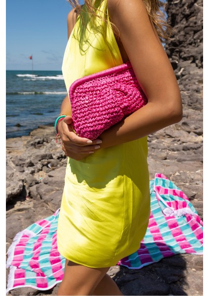 Jude Kadin Lacivert Hasır Zincir Detayli Plaj-Gunluk Çanta fiyatları