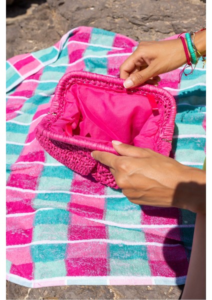 Jude Kadin Lacivert Hasır Zincir Detayli Plaj-Gunluk Çanta fırsatları