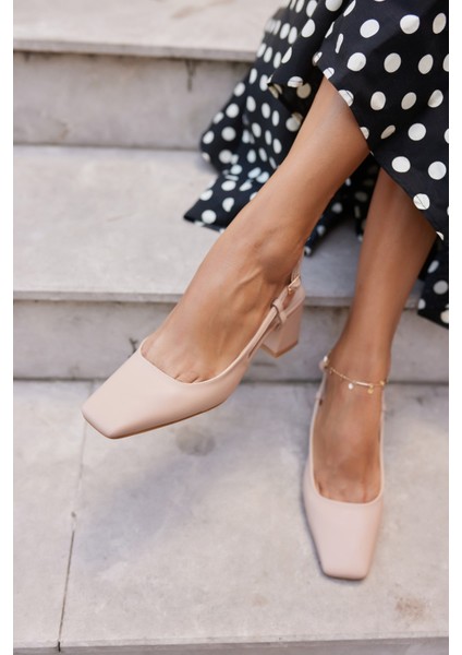 Alfama Kadın Nude Kut Burunlu Kalın Topuklu Sandalet modelleri