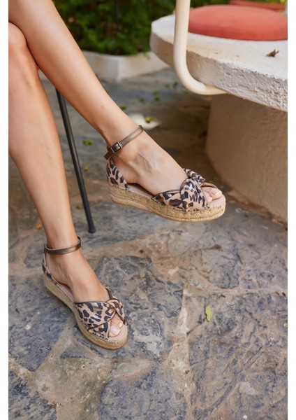 Torgos Kadın Leopar Deri Espadrıl Taban Ispanya Uretımı Sandalet