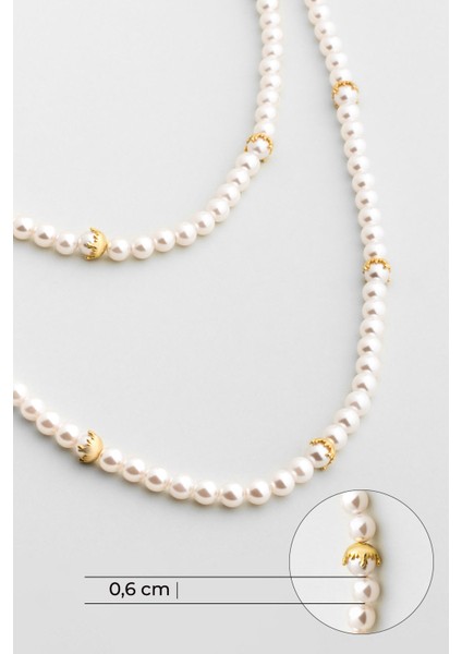 Verena 18 Ayar Sarı Altın Kaplama 125 cm Gümüş Inci Kolye fiyatları