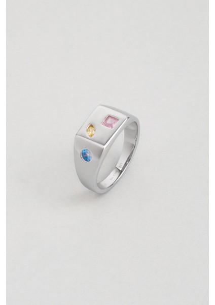 Picasso 18 Ayar Beyaz Altın Kaplama Gümüş Minimal Yüzük