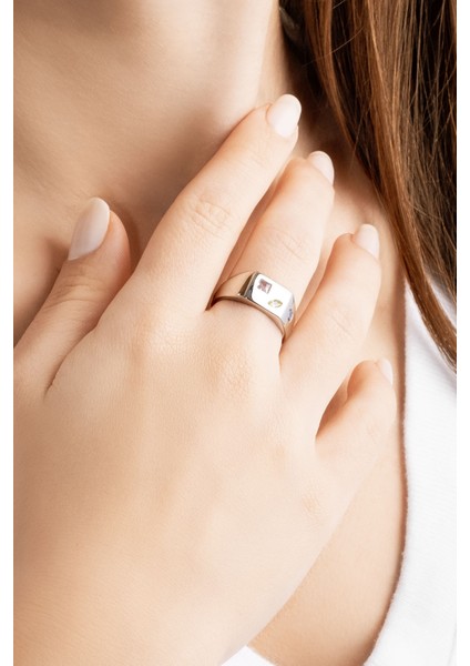 Picasso 18 Ayar Beyaz Altın Kaplama Gümüş Minimal Yüzük fiyatları