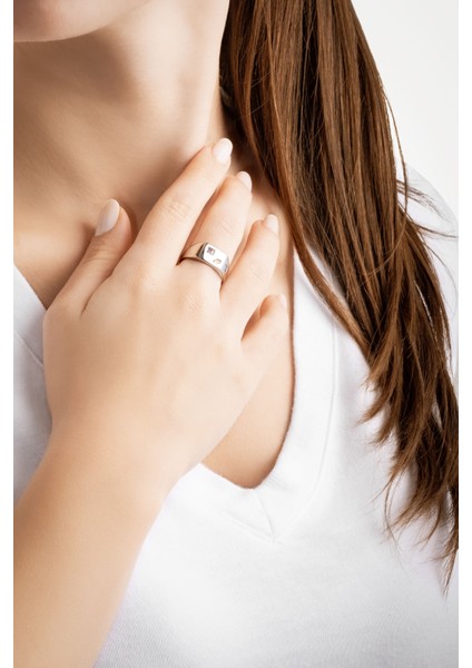 Picasso 18 Ayar Beyaz Altın Kaplama Gümüş Minimal Yüzük modelleri