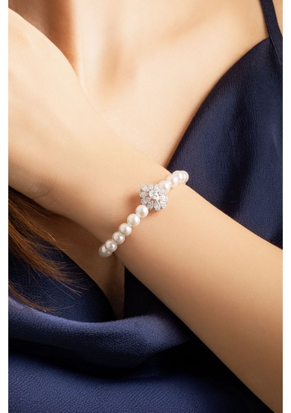 Emma 18 Ayar Beyaz Altın Kaplama 18 cm Gümüş Inci Bileklik fiyatları