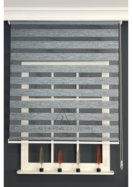 Koyu Gri Bambu Zebra Stor Perde (Dayanıklı Alüminyum Kasa)