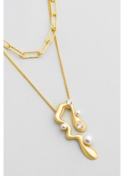 Beatriz 18 Ayar Sarı Altın Kaplama 47 cm Gümüş Inci Kolye indirimleri