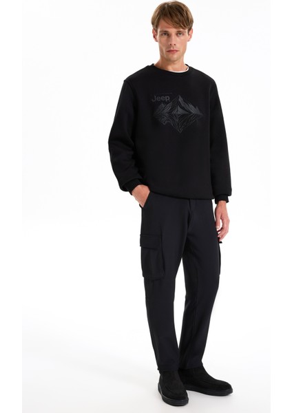 Bisiklet Yaka Baskılı Siyah Erkek Sweatshırt C4WM-SWT4213 fiyatları