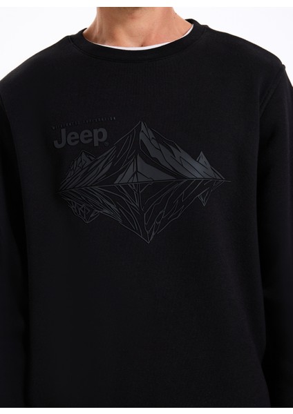 Bisiklet Yaka Baskılı Siyah Erkek Sweatshırt C4WM-SWT4213 fırsatları