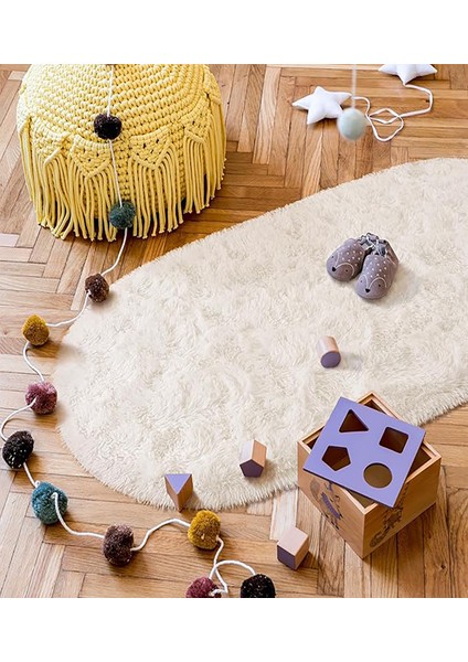 Yumuşak Modern Peluş Kaymaz Salon Oturma Çocuk Yatak Odası Mutfak Antre Krem indirimleri