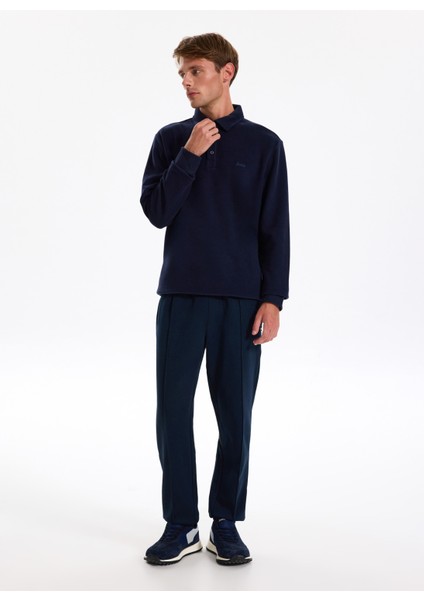 Polo Yaka Düz Lacivert Erkek Sweatshırt J5WM-SWT7223 fiyatları