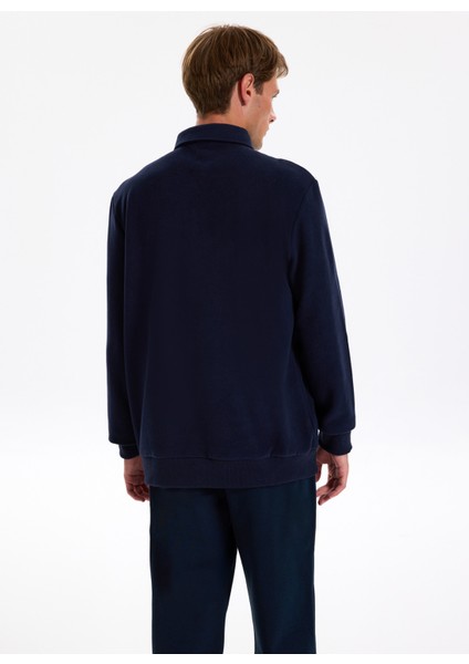 Polo Yaka Düz Lacivert Erkek Sweatshırt J5WM-SWT7223 indirimleri