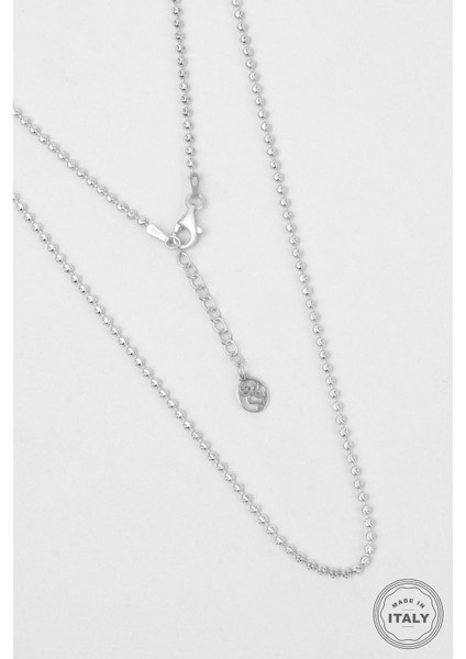 Italyan Lucia 18 Ayar Beyaz Altın Kaplama 43 cm Gümüş Zincir Kolye