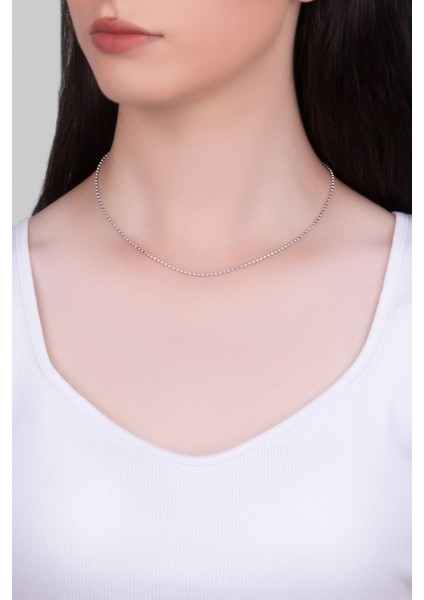 Italyan Lucia 18 Ayar Beyaz Altın Kaplama 43 cm Gümüş Zincir Kolye fırsatları