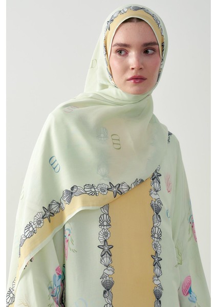 Su Yeşili Carell Ocean Monogram Floş Şal