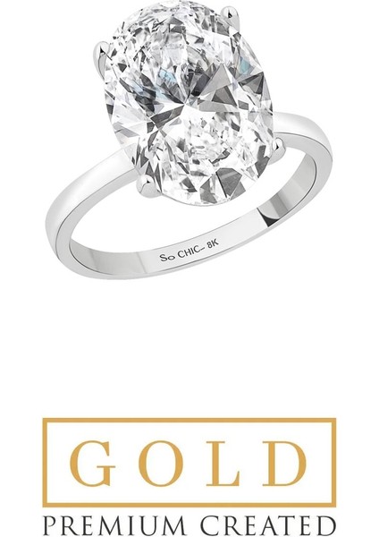 Beyaz Altın Sertifikalı Premium Created Taşlı Tektaş Yüzük